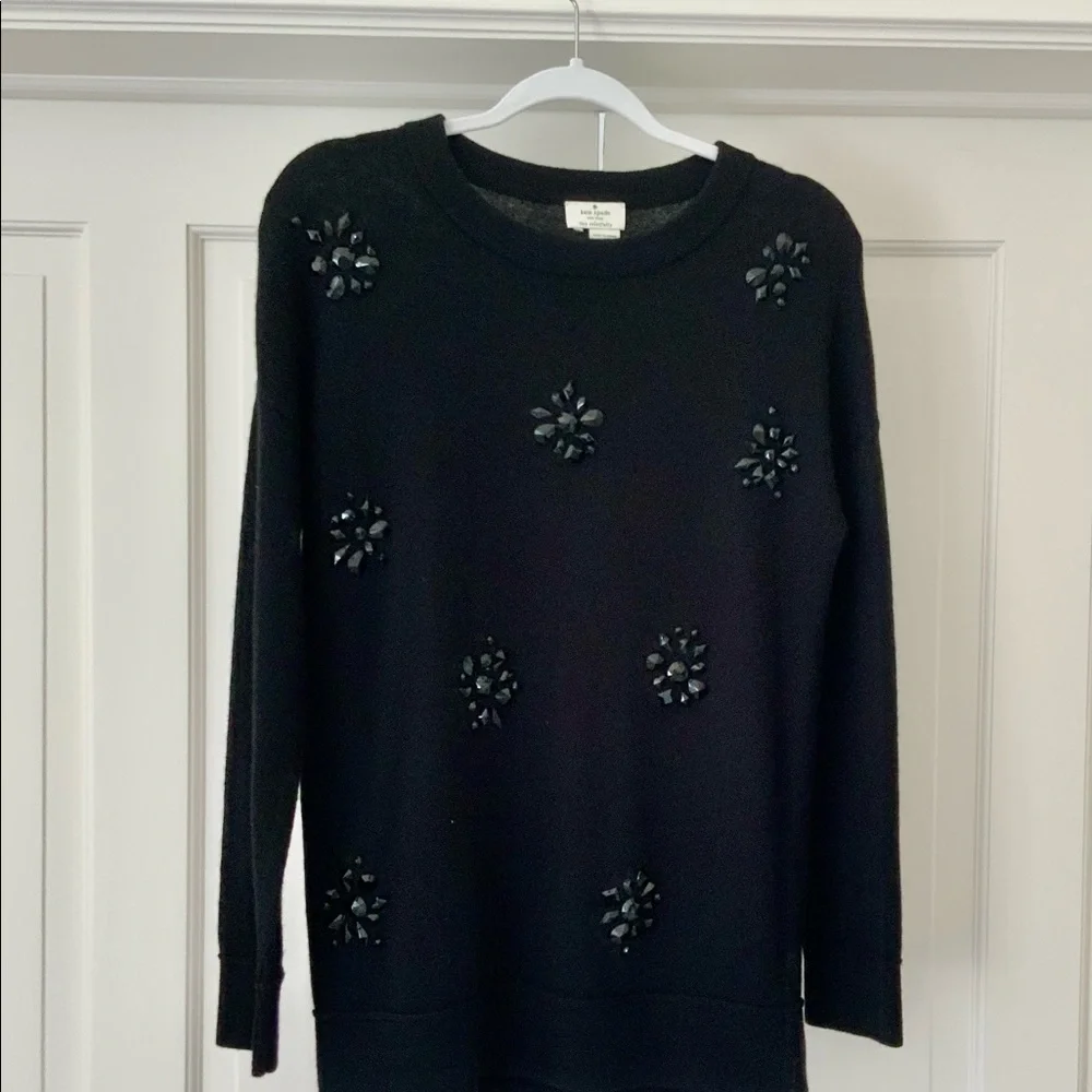 Kate Spade black wool blend embellished sweater M